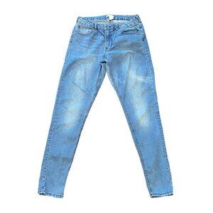 SKINNY Leg Jeans Whiskering Distressed Light Blue Size 10